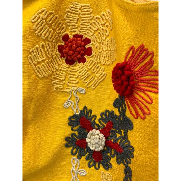 Cento x Cento Yellow Linen Blend Vest w Floral Embroidery | Italy 38 XS/S - Picture 2 of 9